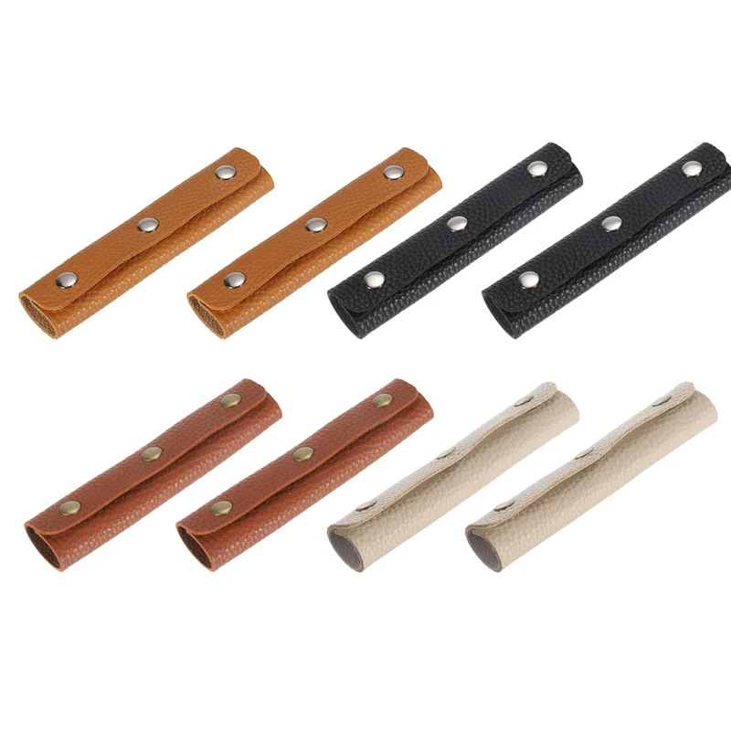 8Pcs Handbag Handle Wrap Covers, PU Leather 3 Clasps Luggage Grip Protector for Suitcases, Shopping Bag (13x9cm, 4 Colors In)