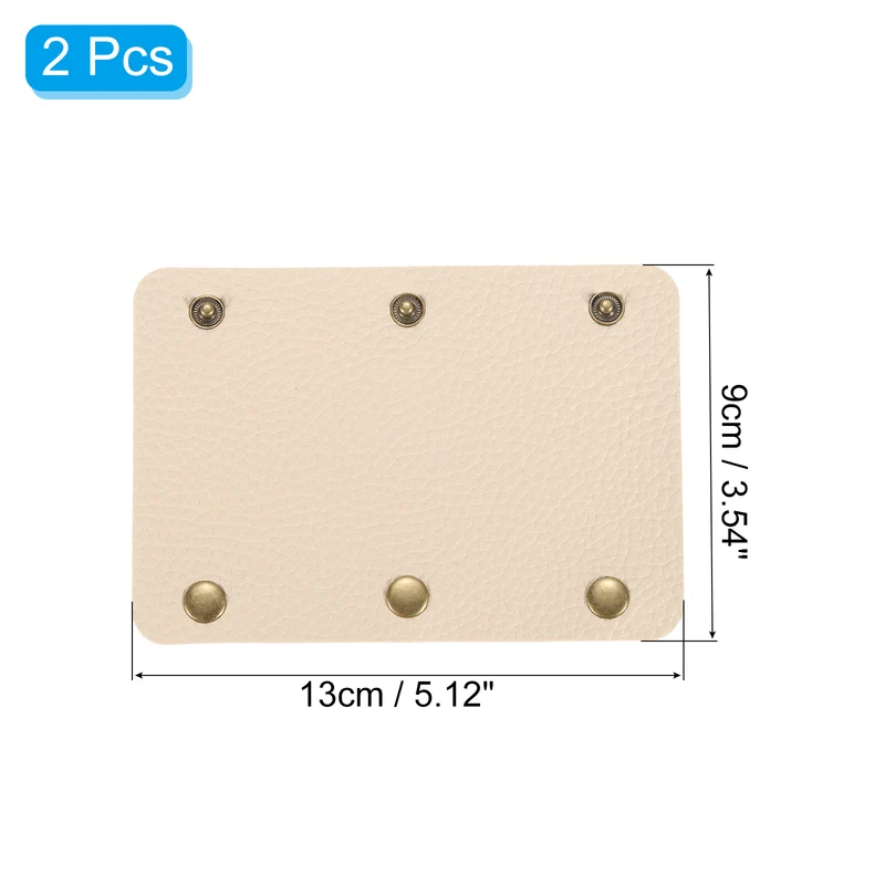 2Pcs PU Leather Luggage Handbag Handle Wrap Covers 3 Clasps (Beige)