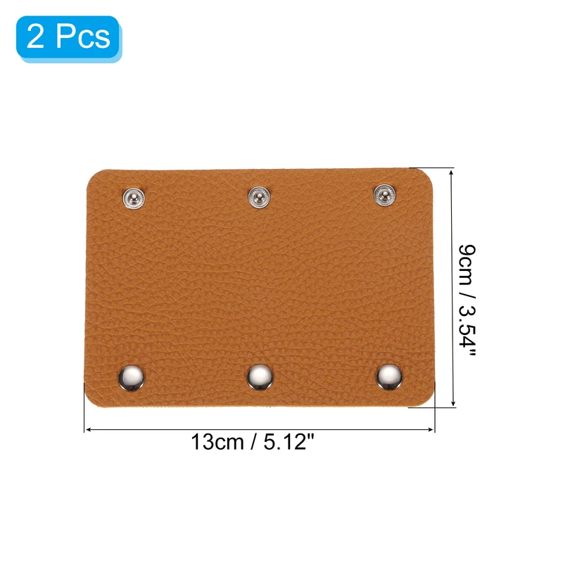 2Pcs Handbag Handle Wrap Covers, PU Leather 3 Clasps Luggage Grip Protector for Suitcases, Shopping Bag (13x9cm, Light Brown)
