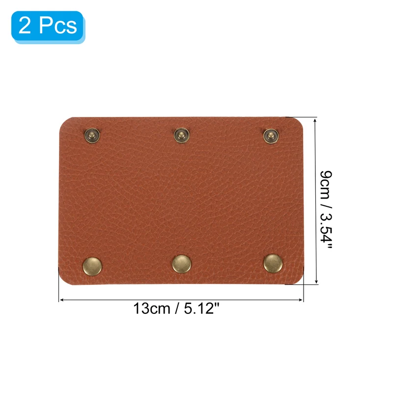 2Pcs PU Leather Luggage Handbag Handle Wrap Covers 3 Clasps (Dark Brown)