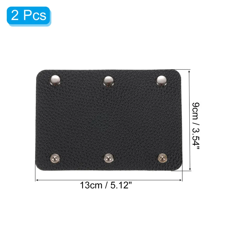 2Pcs Handbag Handle Wrap Covers, PU Leather 3 Clasps Luggage Grip Protector for Suitcases, Shopping Bag (13x9cm, Black)