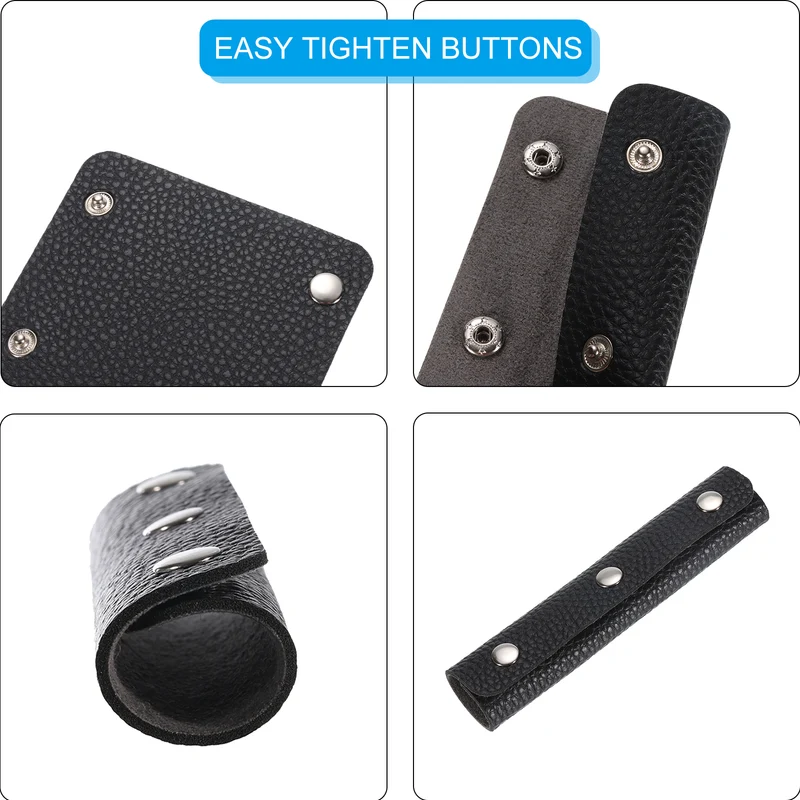 2Pcs Handbag Handle Wrap Covers, PU Leather 3 Clasps Luggage Grip Protector for Suitcases, Shopping Bag (13x9cm, Black)