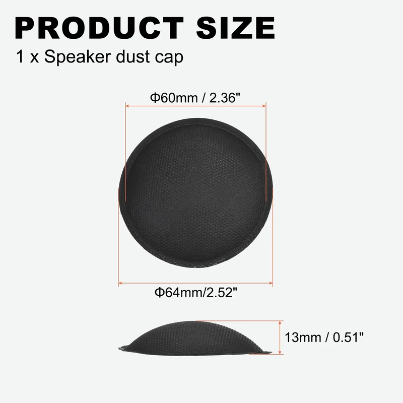 Speaker Dust Cap 64mm/2.52" OD Voice Coil Repair Replacement