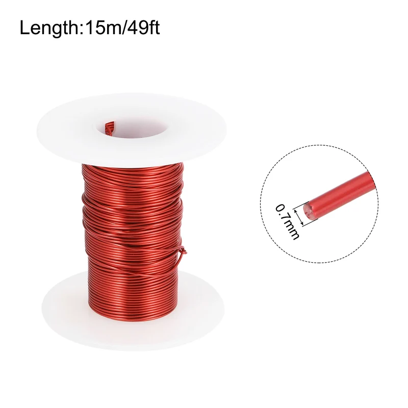 0.7mm Magnet Wire 49ft Enameled Magnet Winding Copper Wire 50g,Red