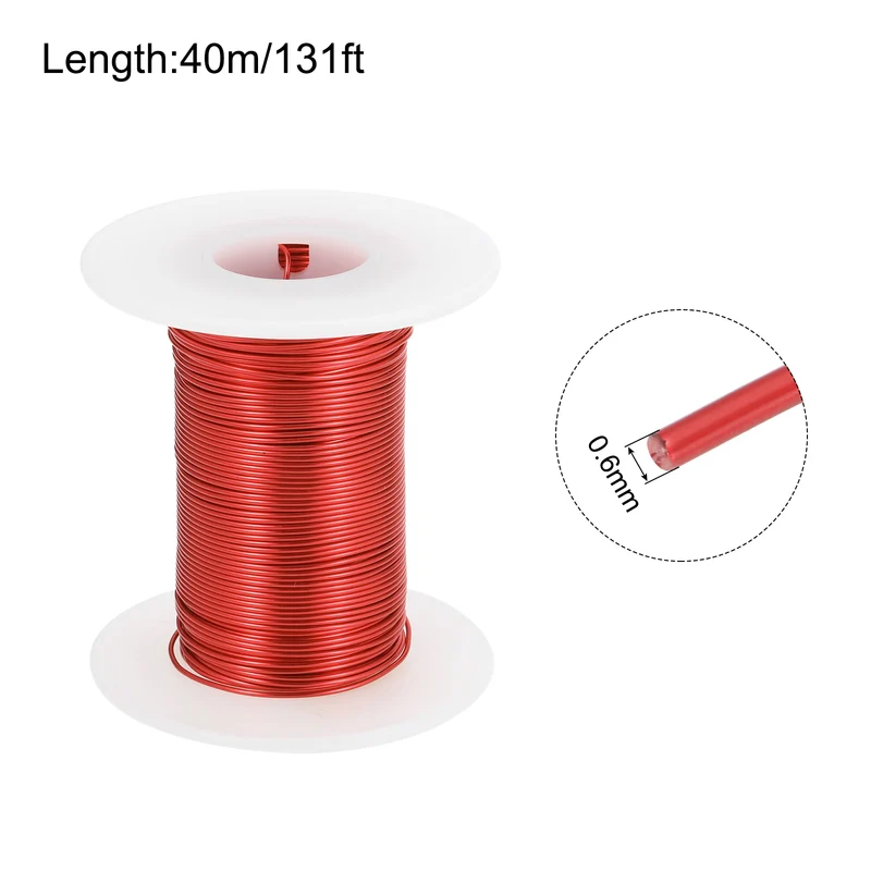 0.6mm Magnet Wire 131ft Enameled Magnet Winding Copper Wire 100g,Red