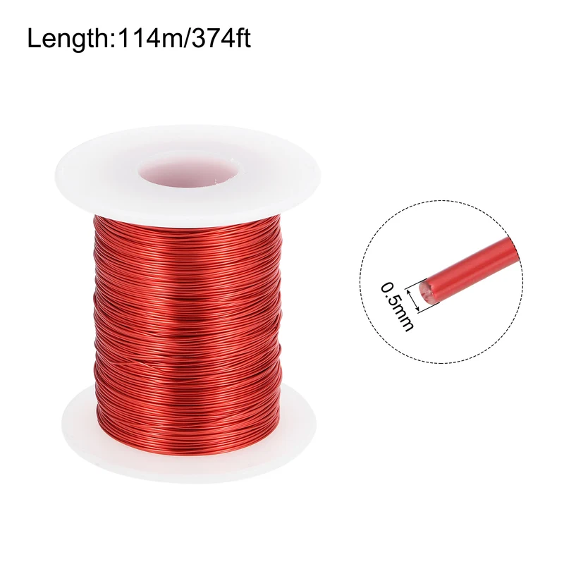 0.5mm Magnet Wire 374ft Enameled Magnet Winding Copper Wire 200g,Red