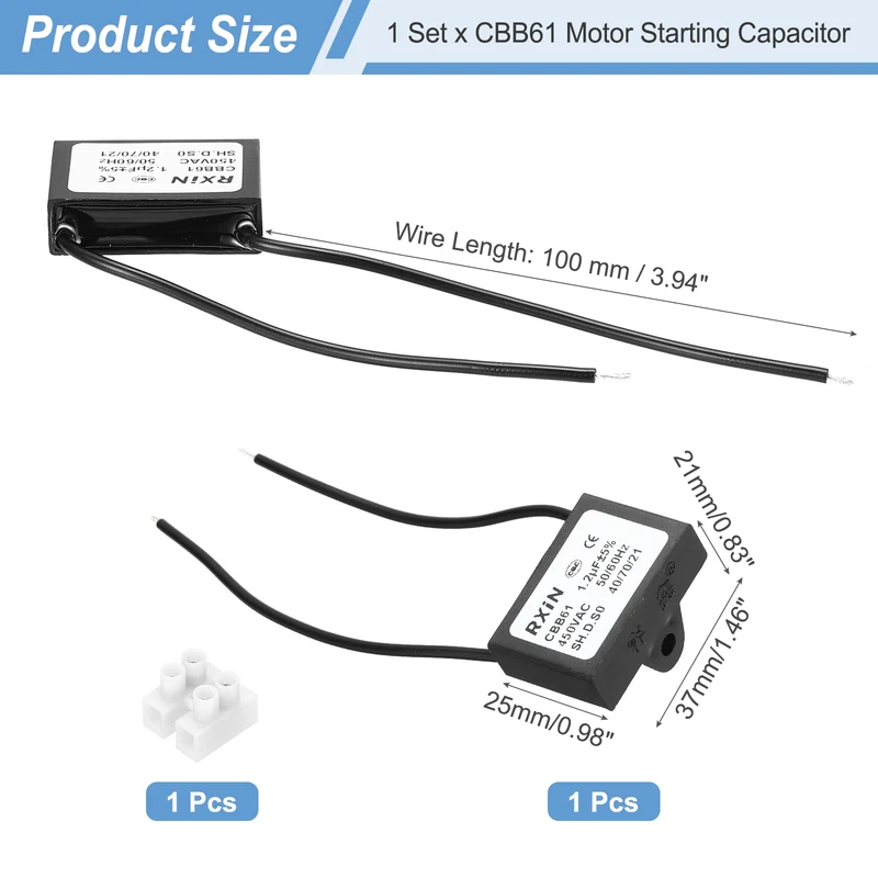 CBB61 Capacitor, 1.2uF 450V Plastic Ceiling Fan Capacitor