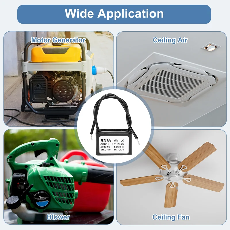 CBB61 Capacitor, 1.2uF 450V Plastic Ceiling Fan Capacitor