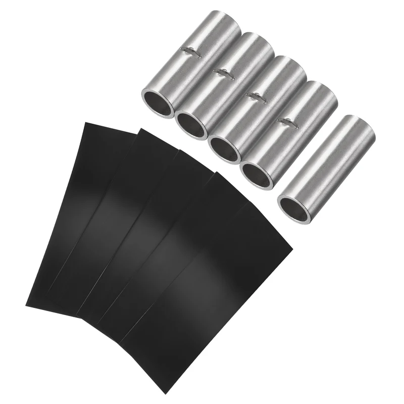 Non-Insulated Copper Wire Crimp Connector Terminals 6 AWG with PVC Heat Shrink Tubing for Electrical, Pack of 5