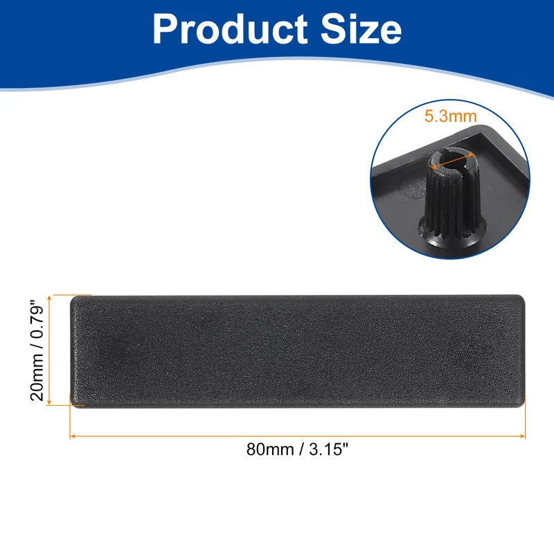 10Pcs Extruded End Cap Nylon 20x80mm 2080 Series European Black