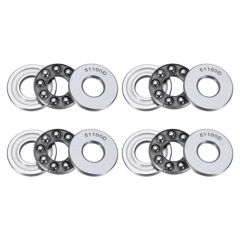 51100D Thrust Ball Bearing, Axial Ball Bearing 10x24x9mm 4Pcs
