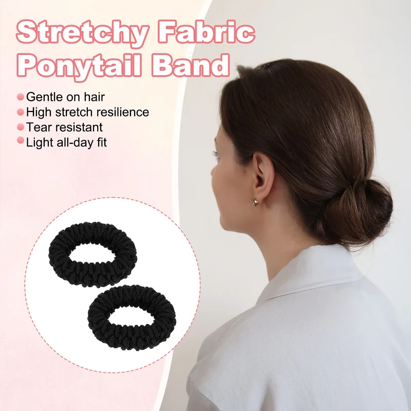 10Pcs Fabric Hair Ties, 1.7 Inch ID Seamless Soft Ponytail Holders, 5 Colors