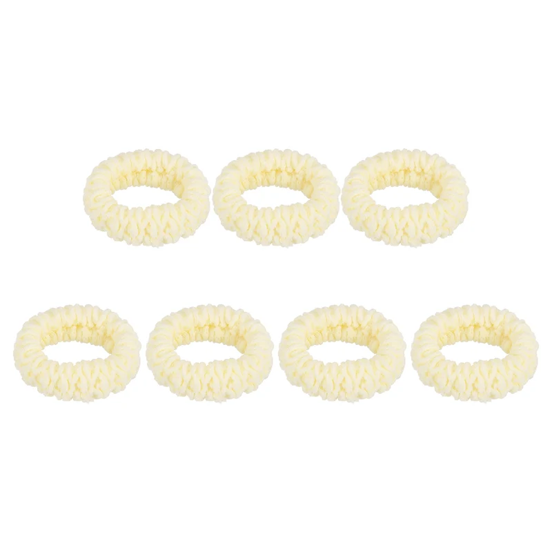 7Pcs Fabric Hair Ties, 1.7 Inch ID Seamless Soft Ponytail Holders, White
