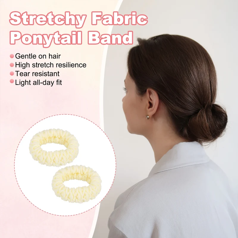 7Pcs Fabric Hair Ties, 1.7 Inch ID Seamless Soft Ponytail Holders, White