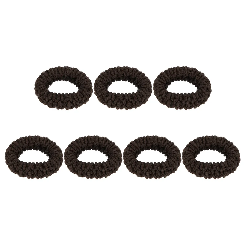 7Pcs Fabric Hair Ties, 1.7 Inch ID Seamless Soft Ponytail Holders, Light Brown