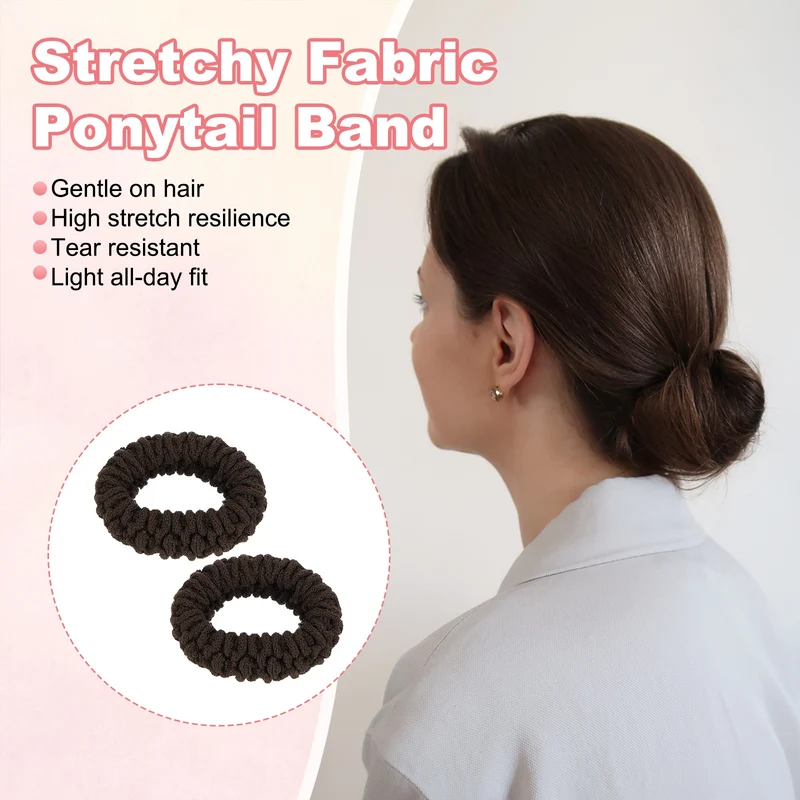 7Pcs Fabric Hair Ties, 1.7 Inch ID Seamless Soft Ponytail Holders, Light Brown