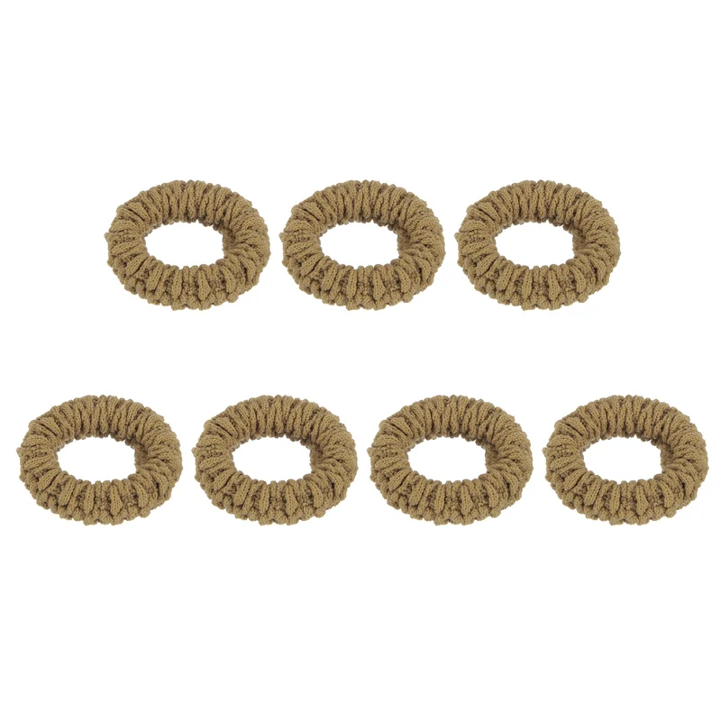 7Pcs Fabric Hair Ties, 1.7 Inch ID Seamless Soft Ponytail Holders, Dark Brown