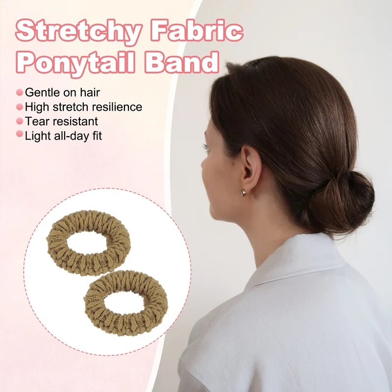 7Pcs Fabric Hair Ties, 1.7 Inch ID Seamless Soft Ponytail Holders, Dark Brown