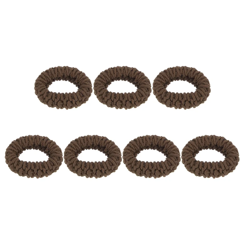 7Pcs Fabric Hair Ties, 1.7 Inch ID Seamless Soft Ponytail Holders, Brown