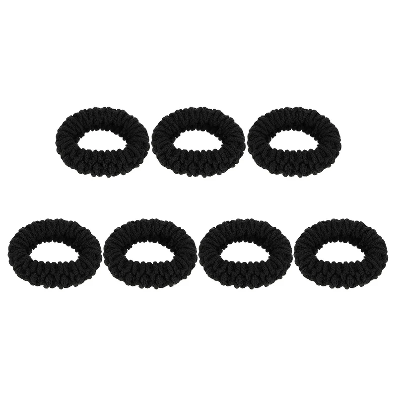7Pcs Fabric Hair Ties, 1.7 Inch ID Seamless Soft Ponytail Holders, Black