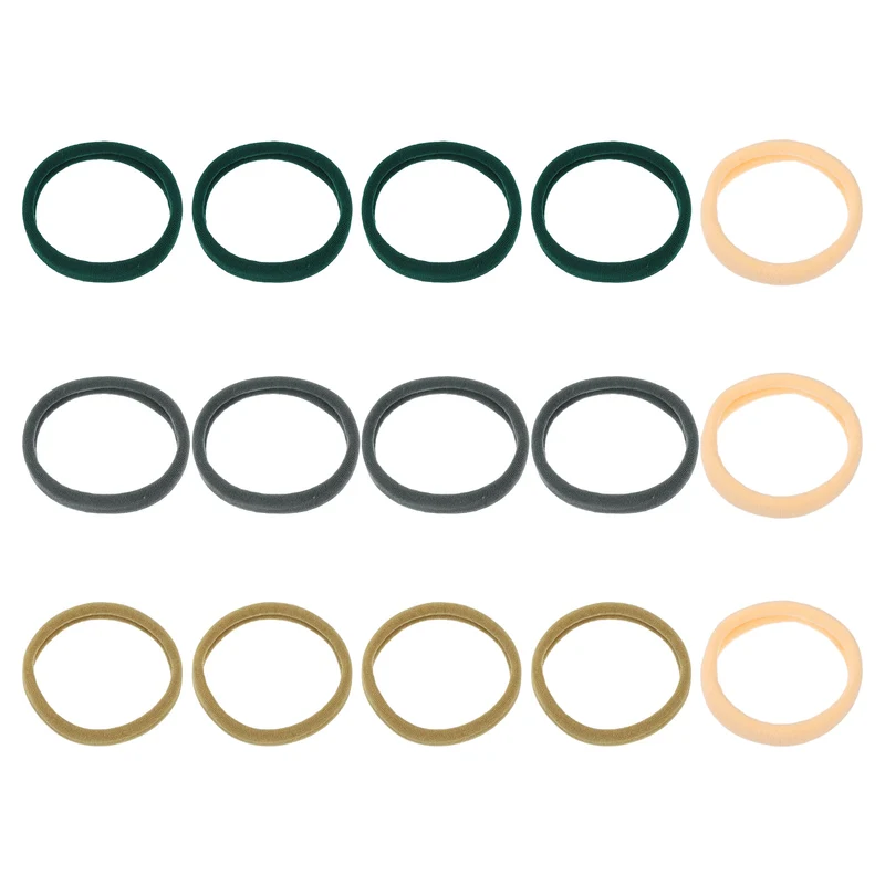 15Pcs Fabric Hair Ties, 2″ ID Nylon Seamless Holders, Ochre and Other 3 Colors