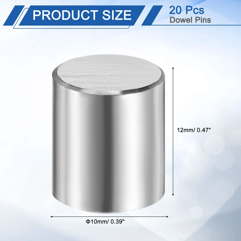 20Pcs 10 mm x 12 mm Dowel Pins 316L Stainless Steel Shelf Support Peg Pin