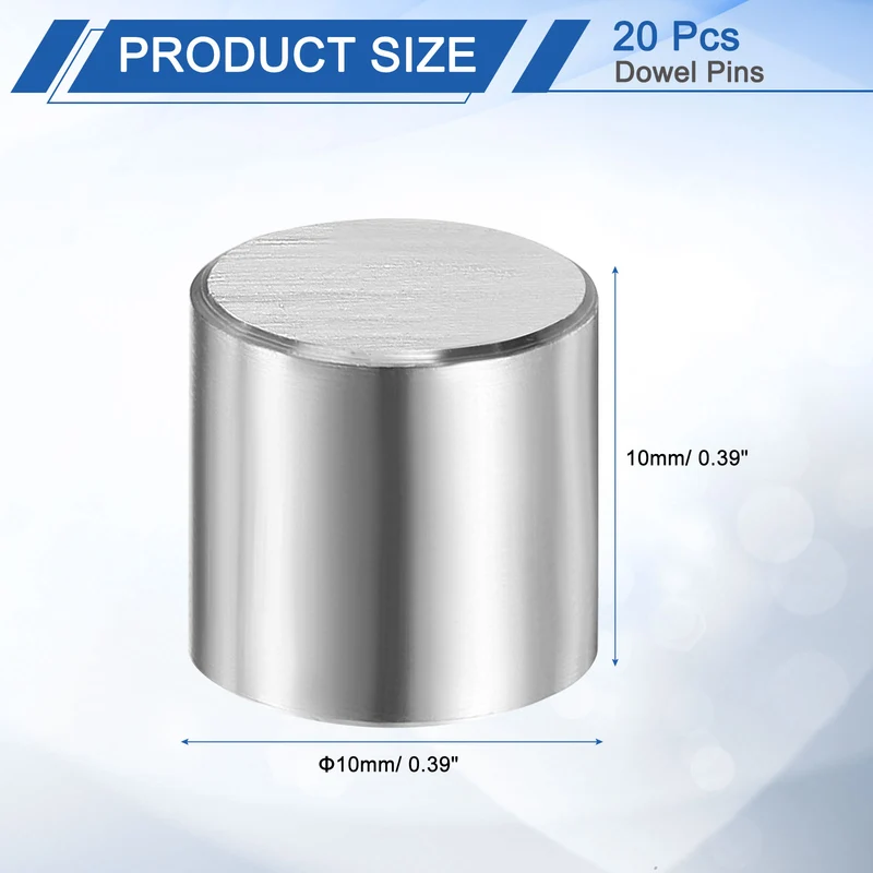 20 Pcs 10 mm x 10 mm Dowel Pins 316L Stainless Steel Shelf Support Peg Pin