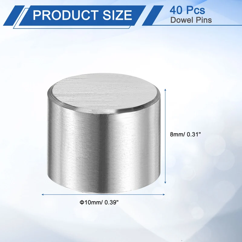 40 Pcs 10 mm x 8 mm Dowel Pins 316L Stainless Steel Shelf Support Peg Pin