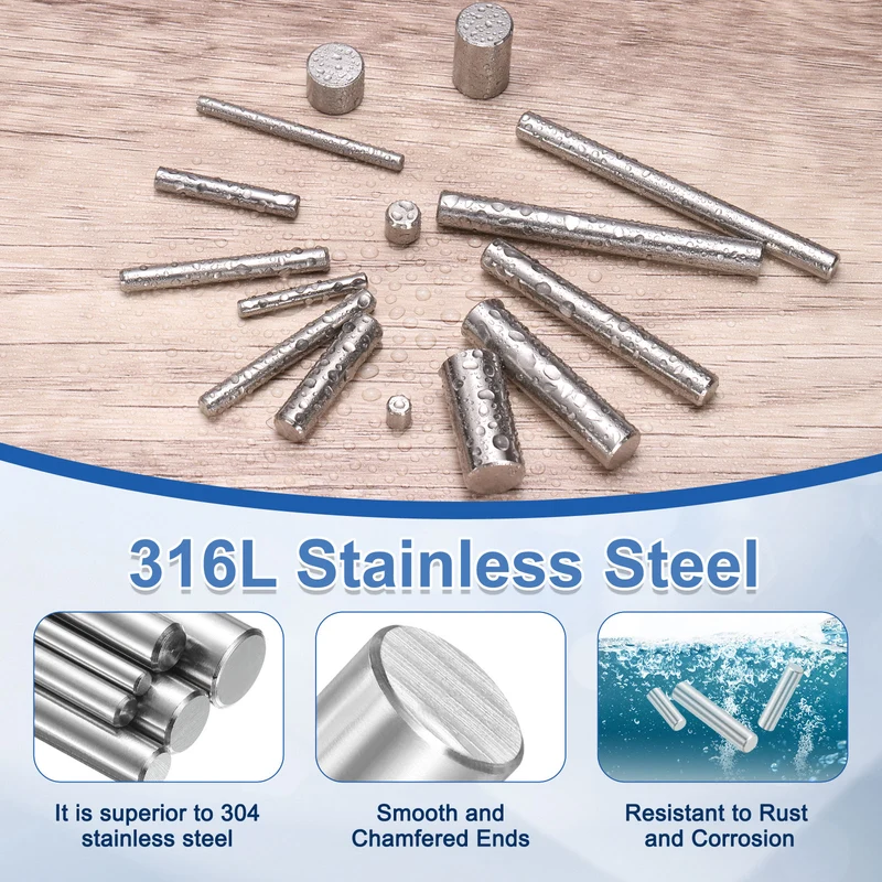 20 Pcs 8 mm x 35 mm Dowel Pins 316L Stainless Steel Shelf Support Peg Pin