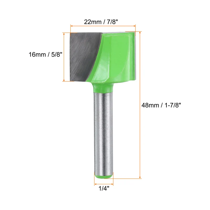 Bottom Cleaning Router Bit 1/4" Shank 7/8" x 5/8" Cut Carbide Tipped