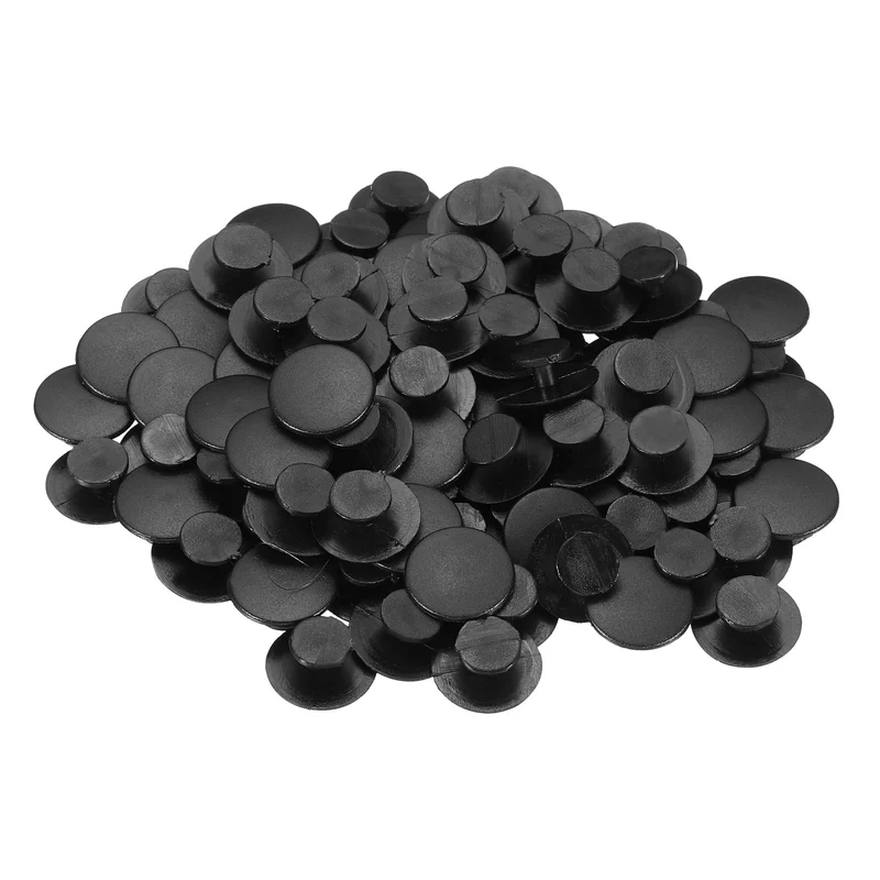 Plastic Button Charm, 100 Pack 14 x 8mm Dia Buckle Button Accessories Backs Wristband Shoe Charm Decoration for DIY Ornaments, Black
