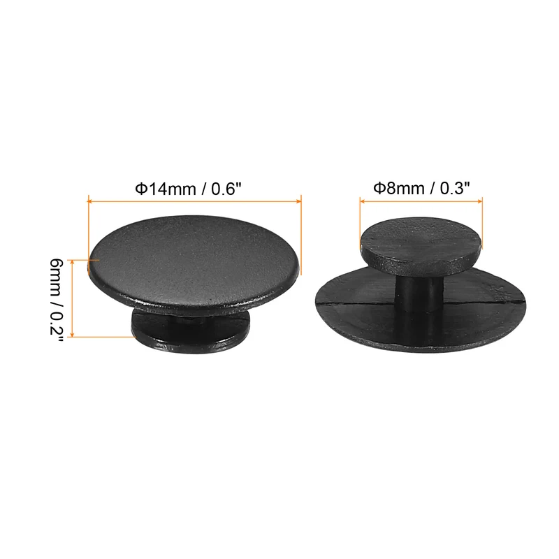 Plastic Button Charm, 100 Pack 14 x 8mm Dia Buckle Button Accessories Backs Wristband Shoe Charm Decoration for DIY Ornaments, Black