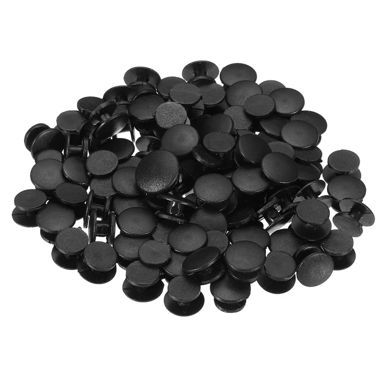 100pcs Plastic Button Charm, 10 x 8mm Button Accessories Wristband Charm, Black