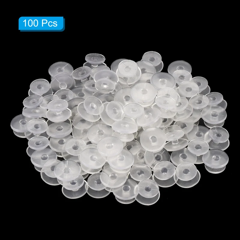 100pcs Plastic Button Charm, 12 x 10mm Button Accessories Wristband Charm, Clear