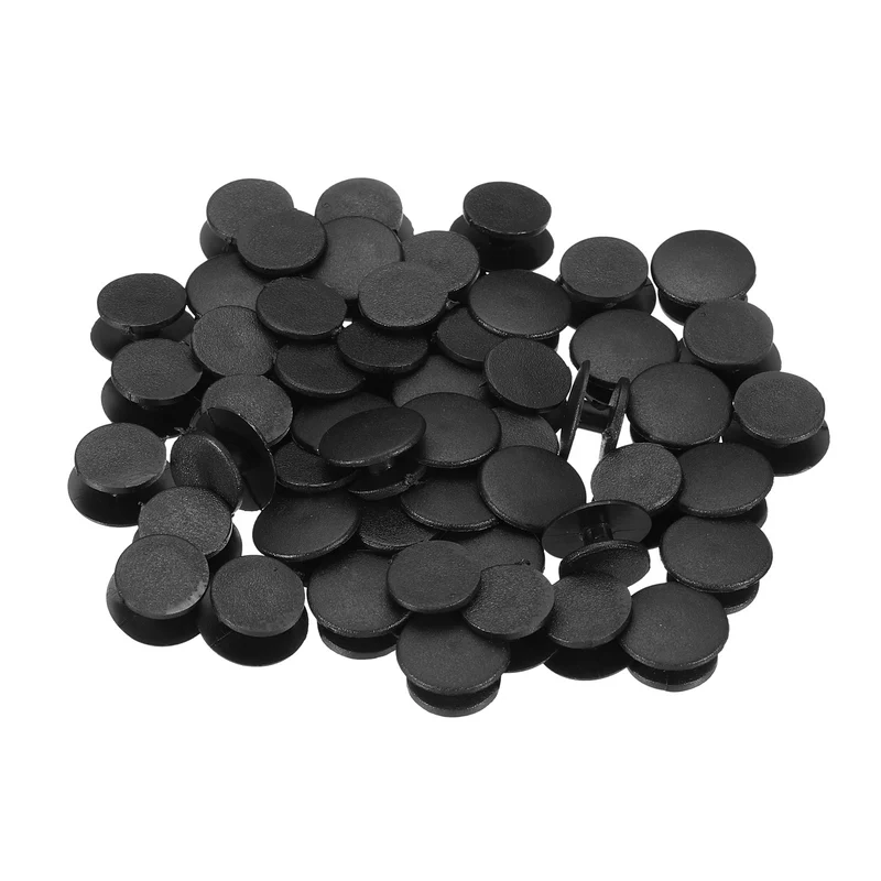 50pcs Plastic Button Charm, 12 x 10mm Button Accessories Wristband Charm, Black