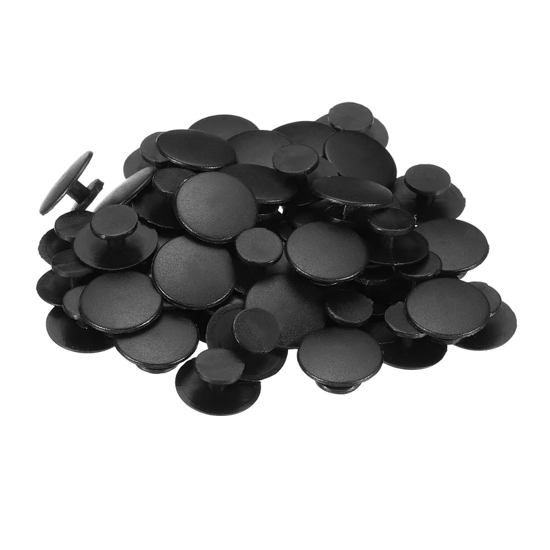 50pcs Plastic Button Charm, 14 x 8mm Button Accessories Wristband Charm, Black