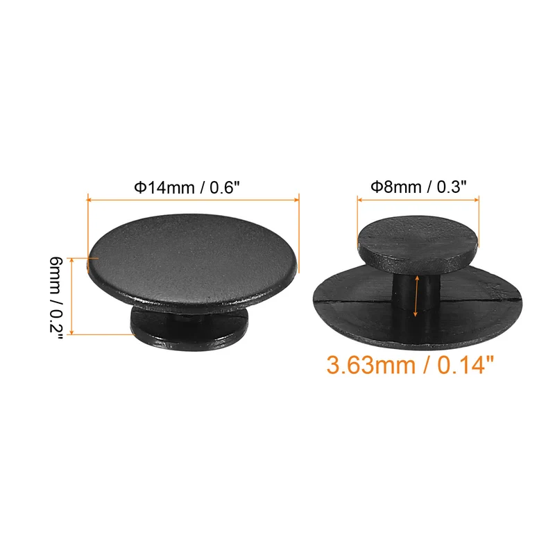 50pcs Plastic Button Charm, 14 x 8mm Button Accessories Wristband Charm, Black