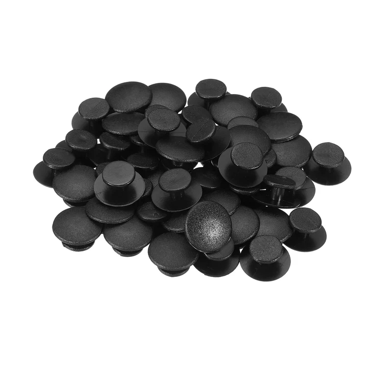 50pcs Plastic Button Charm, 12 x 8mm Button Accessories Wristband Charm, Black