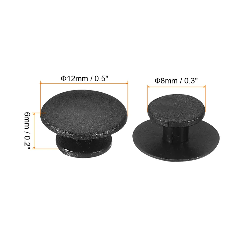 50pcs Plastic Button Charm, 12 x 8mm Button Accessories Wristband Charm, Black