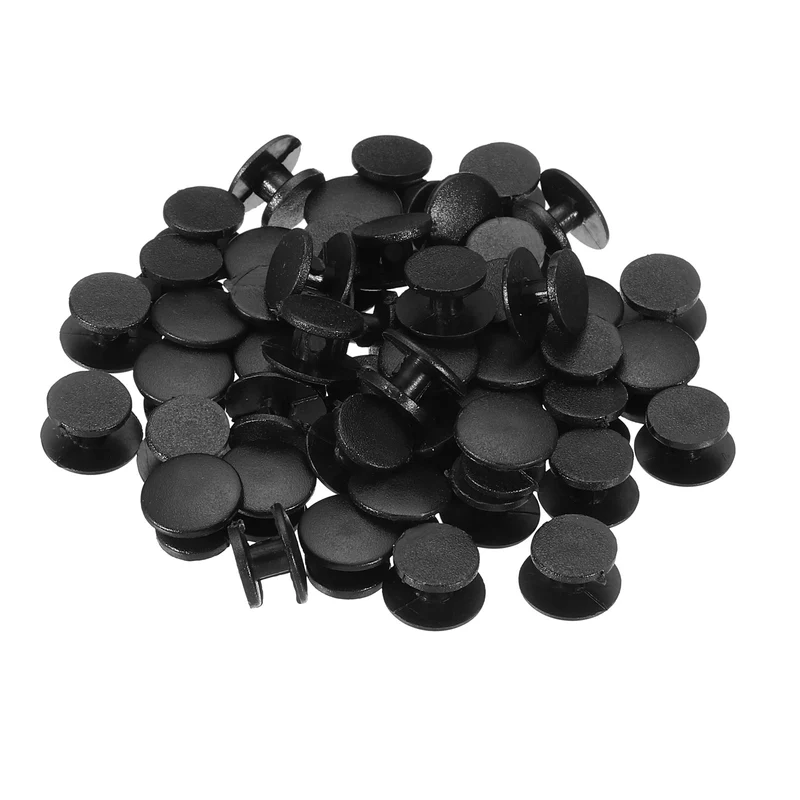 Plastic Button Charm, 50 Pack 10 x 8mm Dia Buckle Button Accessories Backs Wristband Shoe Charm Decoration for DIY Ornaments, Black