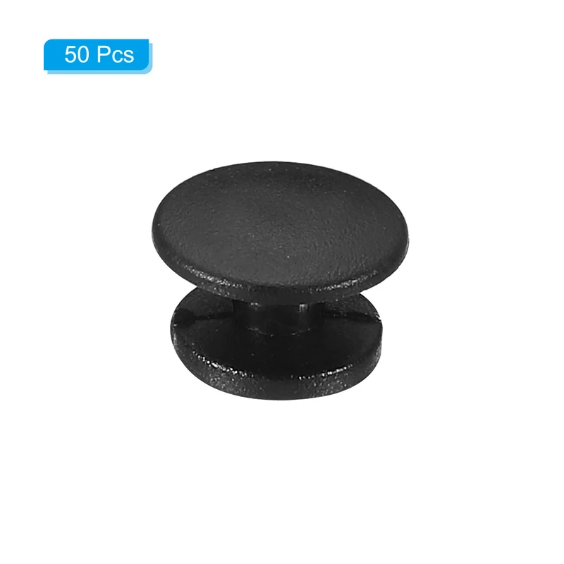 Plastic Button Charm, 50 Pack 10 x 8mm Dia Buckle Button Accessories Backs Wristband Shoe Charm Decoration for DIY Ornaments, Black