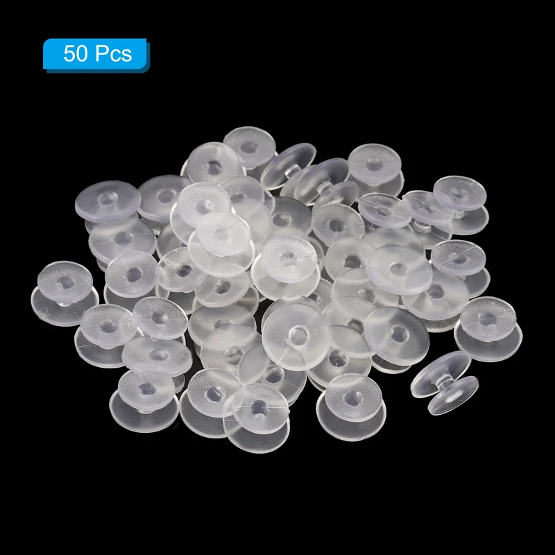 Plastic Button Charm, 50 Pack 12 x 10mm Dia Buckle Button Accessories Backs Wristband Shoe Charm Decoration for DIY Ornaments, Clear