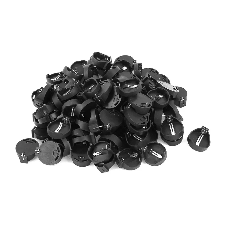 100 Pcs CR2025 Coin Cell Button Battery Socket Holder Case Black