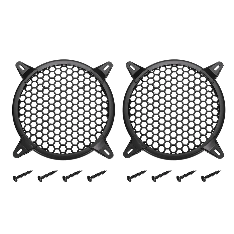2 Pcs 6 Inch Speaker Grill Plastic Subwoofer Mesh Cover Black