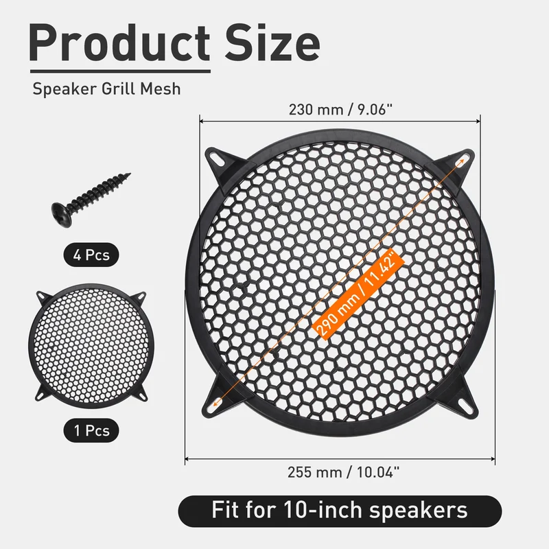 10 Inch Speaker Grill Plastic Subwoofer Mesh Cover Black