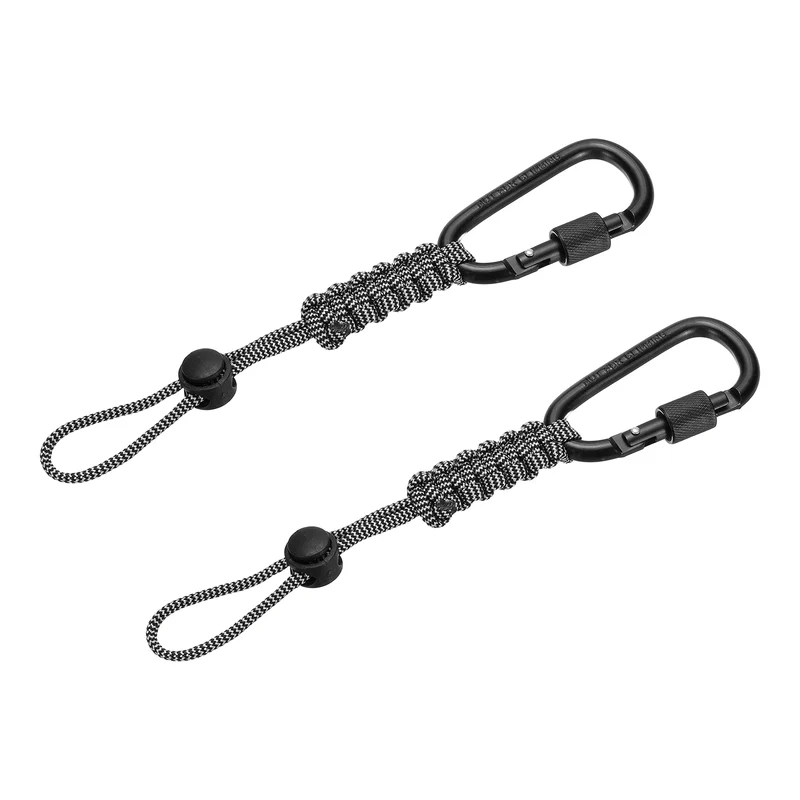2Pcs Paracord Keychain Carabiner Clip D Ring Hook,Black White Striped Camouflage