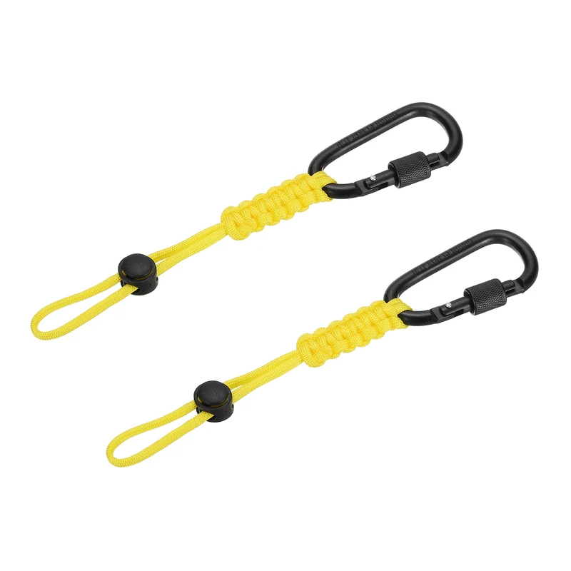 2 Pcs Paracord Keychain Carabiner Clip D Ring Hook, Yellow
