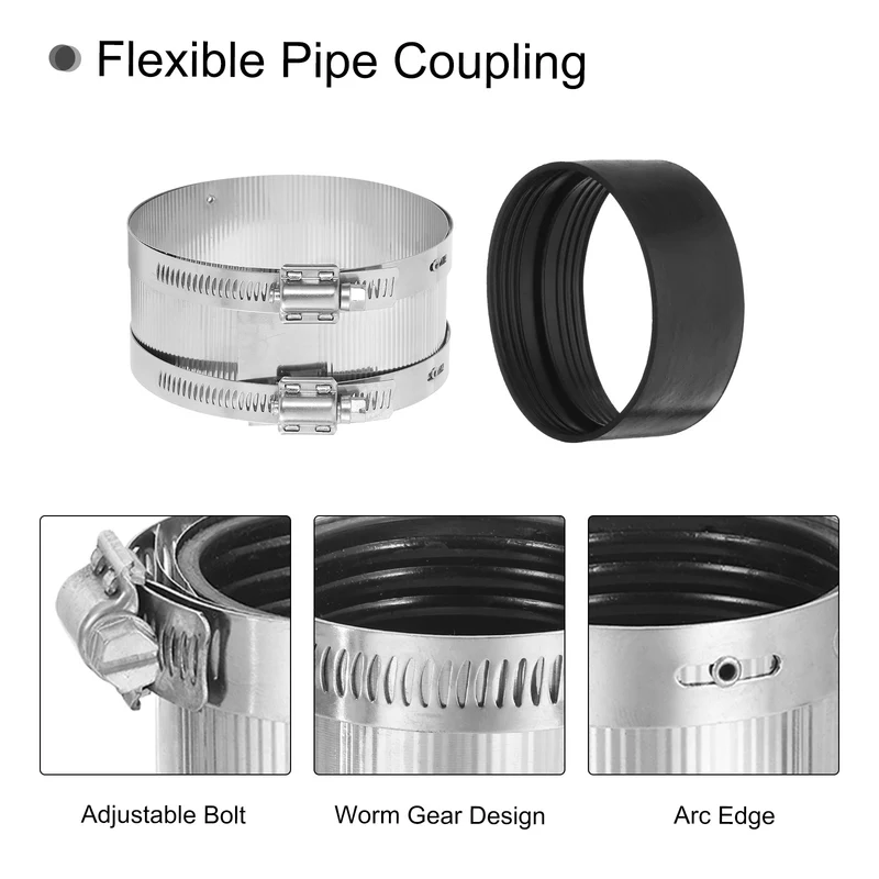 Hose Clamp, 108mm Stainless Steel Pipe Connector for PVC and Metal Pipes