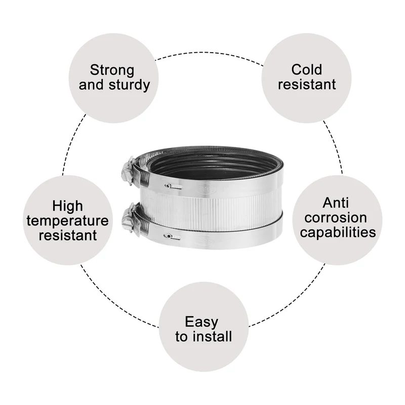 Hose Clamp, 108mm Stainless Steel Pipe Connector for PVC and Metal Pipes