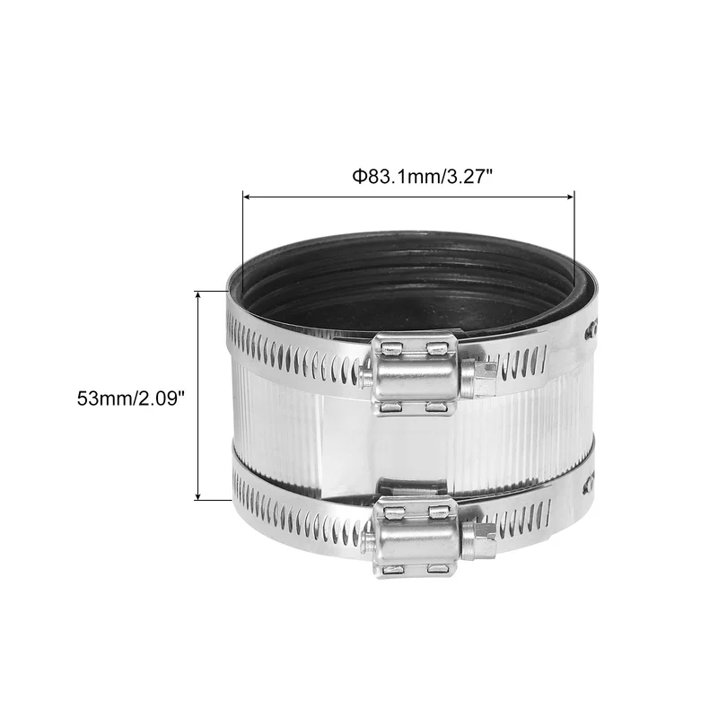 Hose Clamp, 83.1mm Stainless Steel Pipe Connector for PVC and Metal Pipes